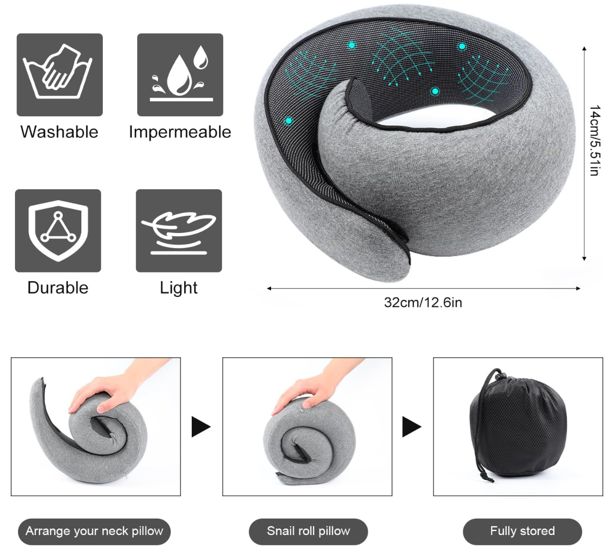 SOMNIA Travel U-Shaped Neck Pillow